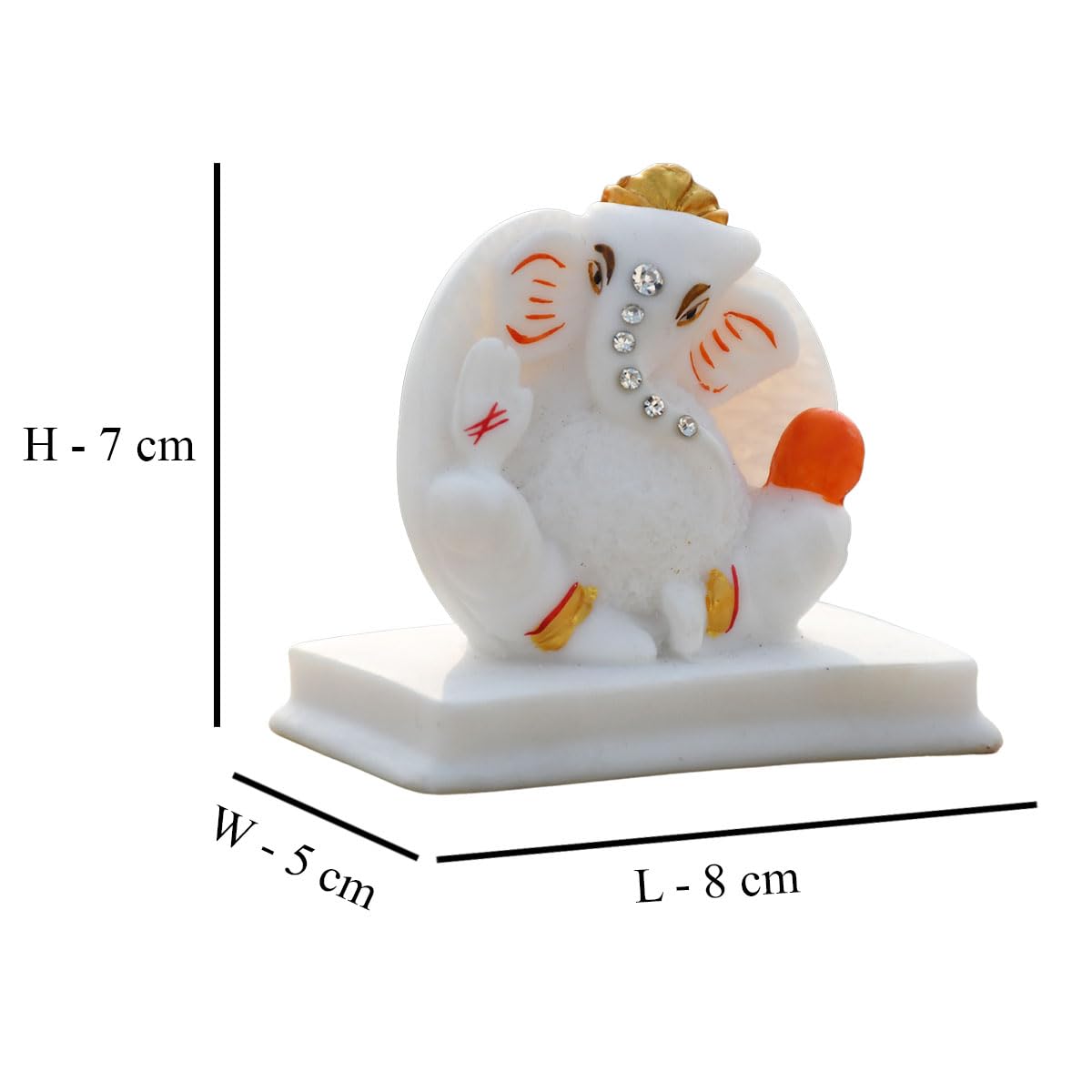 Saugat Traders Ganesh Idol For Card Dashboard - White Ganesha Statue - Small Ganesh Idol Murti Ganesh Ji For Good Luck Gifts